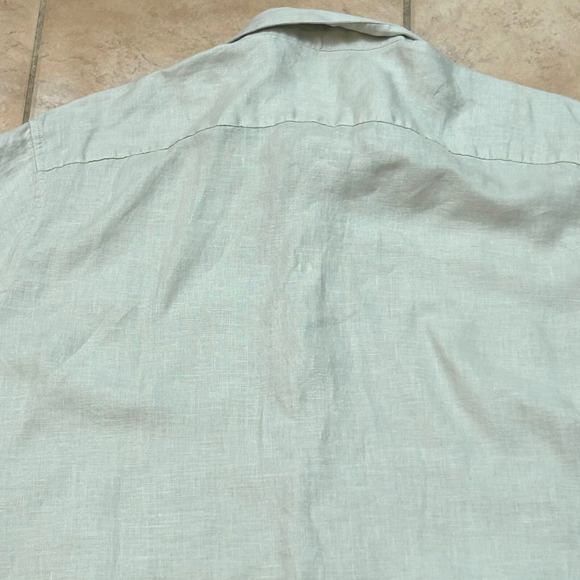 Joseph Abboud Linen Button Up Shirt Mens XL Green Short Sleeve Summer - Picture 7 of 9